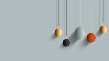 Hanging spheres in muted colors