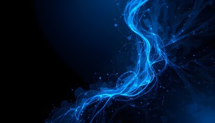 Obraz premium Abstract blue energy flowing through darkness with subtle sparkles