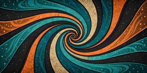 Vibrant swirl pattern with teal orange and beige abstract background