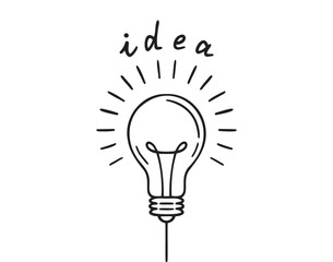  light bulb doodle icon with concept of idea hand drawn icon. Outline drawing idea light bulb line clipart symbol