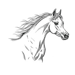 handdrawn of big horse sketch with pen