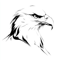 Obraz premium A detailed sketch of an eagle head isolated on a white background