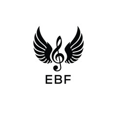 Fototapeta premium Creative Music Logo with Treble Clef and Wings –EBF Musical Brand Identity Design. EBF Letter Logo. 