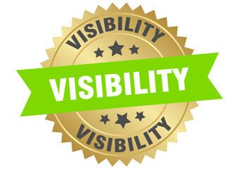 Obraz premium visibility. visibility round green and gold label isolated on transparent background