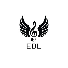 Fototapeta premium Creative Music Logo with Treble Clef and Wings –EBL Musical Brand Identity Design. EBL Letter Logo. 