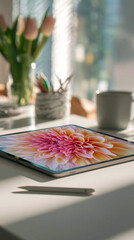 Creative Digital Artist Workspace with Tablet – Vibrant Graphic Design and Modern Inspiration