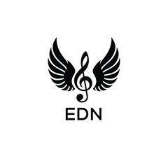 Creative Music Logo with Treble Clef and Wings –EDN Musical Brand Identity Design. EDN Letter Logo.
