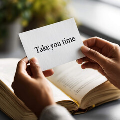 Mental Health Reminder – “Take Your Time” Card as Symbol of Self-Care and Mindfulness