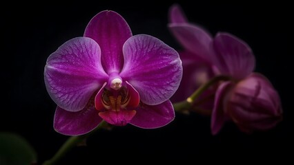 Obraz premium Close-up of a vibrant purple orchid flower