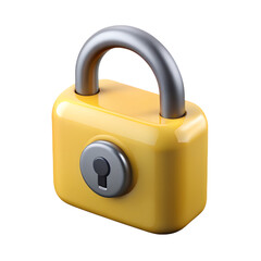  3D icon of a closed yellow padlock — security, privacy, and protection concept illustration