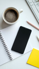 Creative Workspace with Coffee – Minimal Office Setup for Productive Thinking