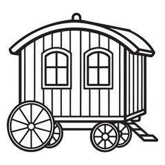 Charming classic shepherds hut line art illustration for rustic design projects