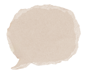 Brown paper bubble. Blank brown cut out cardboard paper speech bubble. Png transparency