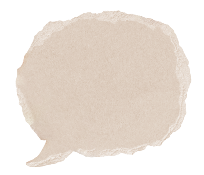 Brown paper bubble. Blank brown cut out cardboard paper speech bubble. Png transparency