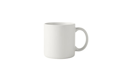 A plain white coffee mug with a simple design, perfect for customization, isolated on a transparent background.