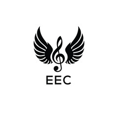 Obraz premium Creative Music Logo with Treble Clef and Wings –EEC Musical Brand Identity Design. EEC Letter Logo. 