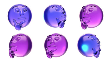 Colorful 3D emoji characters pondering questions against a white background suitable for design elements