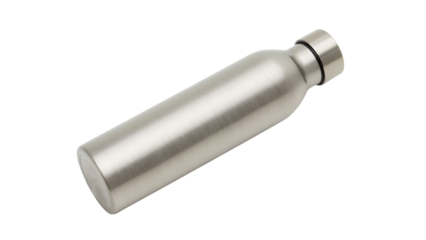 A sleek, stainless steel water bottle with a brushed finish, perfect for sustainable hydration.