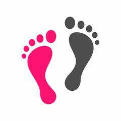 Footprint Vector Logo with Pink and Black Minimal Style.