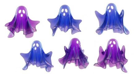 3D rendered colorful ghosts floating on white a Halloween decoration for festive imagery