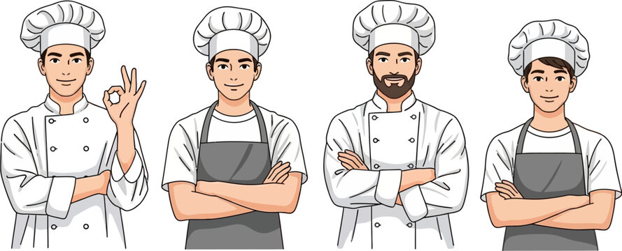 Find professional chef illustrations for your restaurant or food service business needs vector