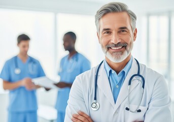 Fototapeta premium Healthcare doctor medical professional team in hospital ward