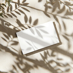 Clean Business Card Mockup with Plant Shadows