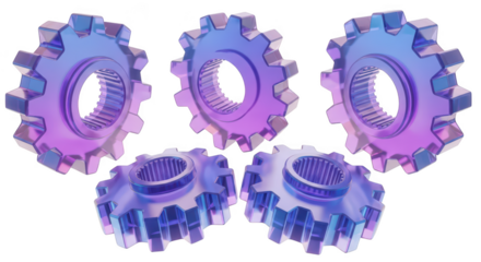 3D rendered gears in motion on white background representing teamwork systems and abstract concepts suitable for technology design and engineering projects