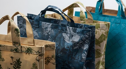 Print flower reusable jute bags