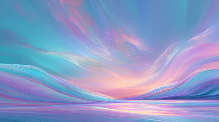 Pastel-colored abstract ocean, fluid lines, digital lightscape