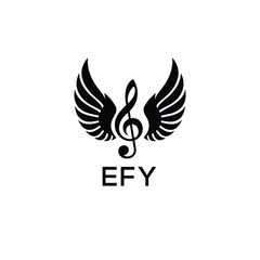 Creative Music Logo with Treble Clef and Wings –EFY Musical Brand Identity Design. EFY Letter Logo.
