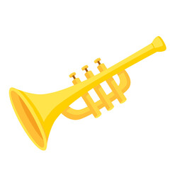 Cartoon Yellow Trumpet Instrument © Cartoonpops