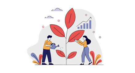 Business growth collaboration cultivating success with strategic teamwork and data analysis driving forward