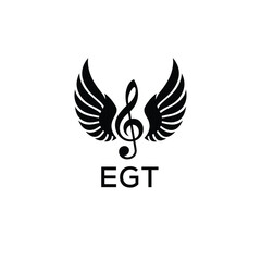 Creative Music Logo with Treble Clef and Wings –EGT Musical Brand Identity Design. EGT Letter Logo.
