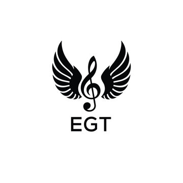 Creative Music Logo with Treble Clef and Wings &ndash;EGT Musical Brand Identity Design. EGT Letter Logo.

