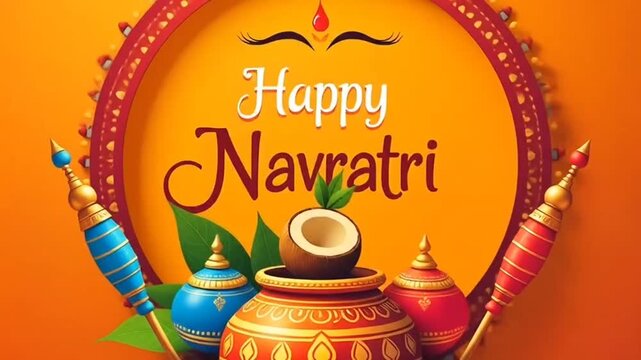 Navratri Kalash With Dandiya, Happy Navratri, Dussehra and Durga Puja