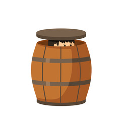 Person Hiding in a Wooden Barrel