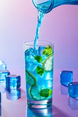 Refreshing Blue Drink with Citrus and Mint A Visual Treat