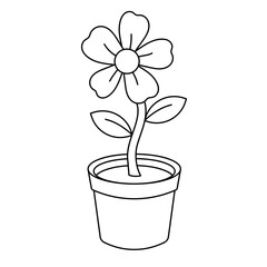 flower in pot coloring page printable