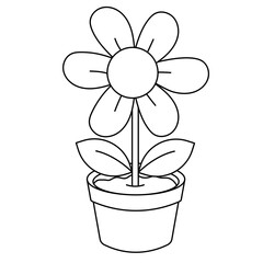 flower in pot coloring page printable