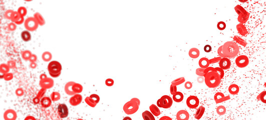 Red rings floating on white background. Abstract, modern design for presentations or websites.