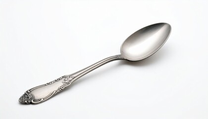 Vintage Silver Spoon On White Background