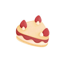 Strawberry Shortcake Slice Cartoon | Cute Dessert Illustration