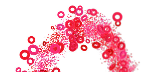Vibrant pink and red circles floating on white. Perfect for modern designs.