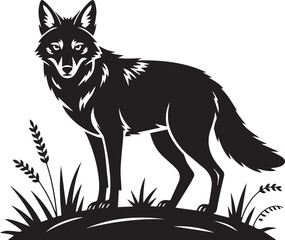 high quality wolf vector silhouette with grass landscape theme suitable for editorial and web use ai eps jpeg png
