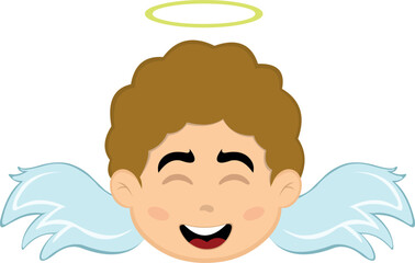 vector illustration face angel character cartoon, with a cheerful and smiling expression