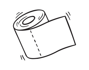 tissue icon doodle hand drawn. Outline drawing toilet paper line clipart symbol