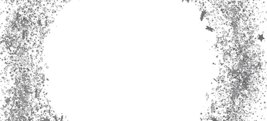 Sparkling silver stars on white. Perfect for festive designs, cards, or invitations.