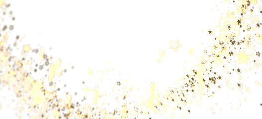 Elegant gold star confetti on white. Perfect for holidays, celebrations, and festive designs.