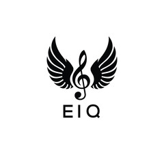 Obraz premium Creative Music Logo with Treble Clef and Wings –EIQ Musical Brand Identity Design. EIQ Letter Logo. 